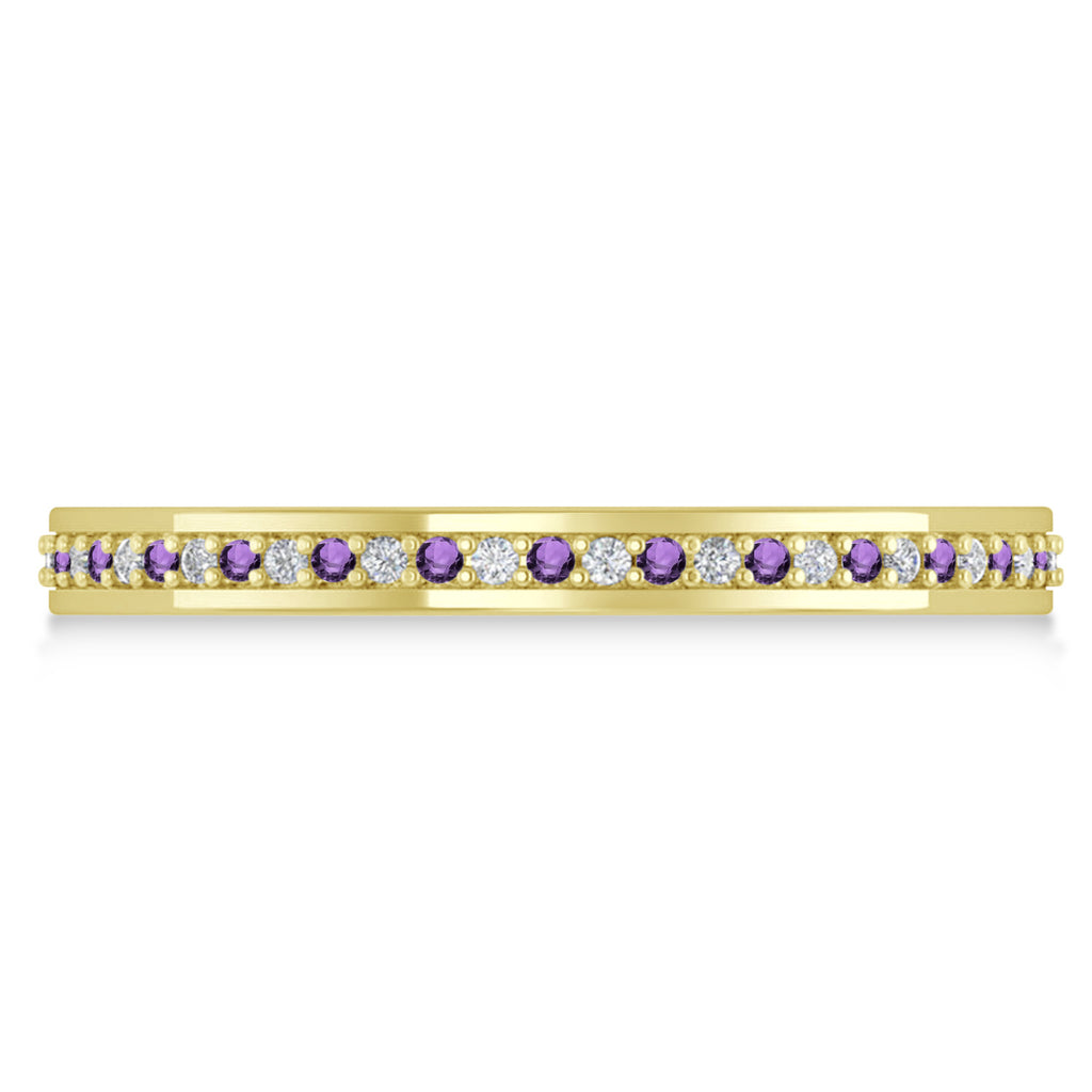 Diamond & Amethyst Eternity Wedding Band 14k Yellow Gold (0.28ct)