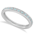 Diamond & Aquamarine Eternity Wedding Band 14k White Gold (0.28ct)
