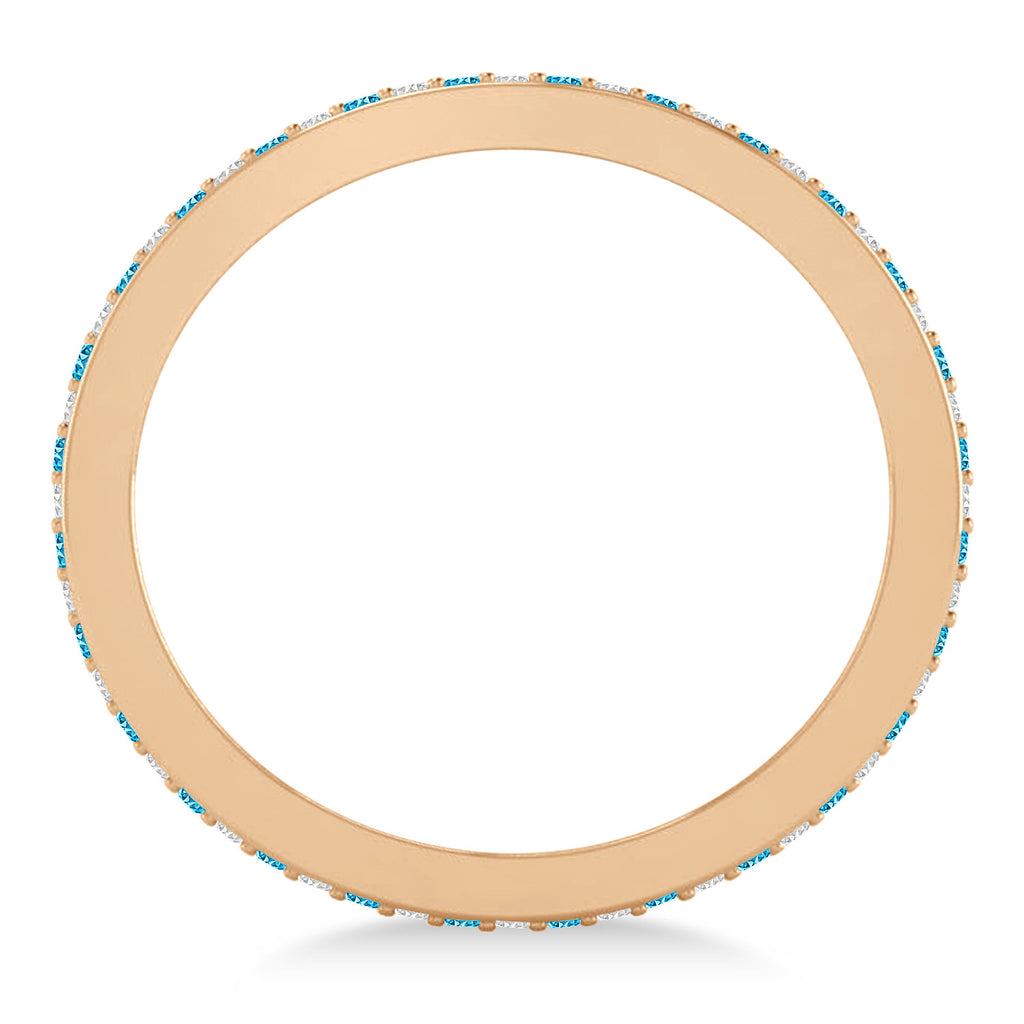 Diamond & Blue Topaz Eternity Wedding Band 14k Rose Gold (0.28ct)
