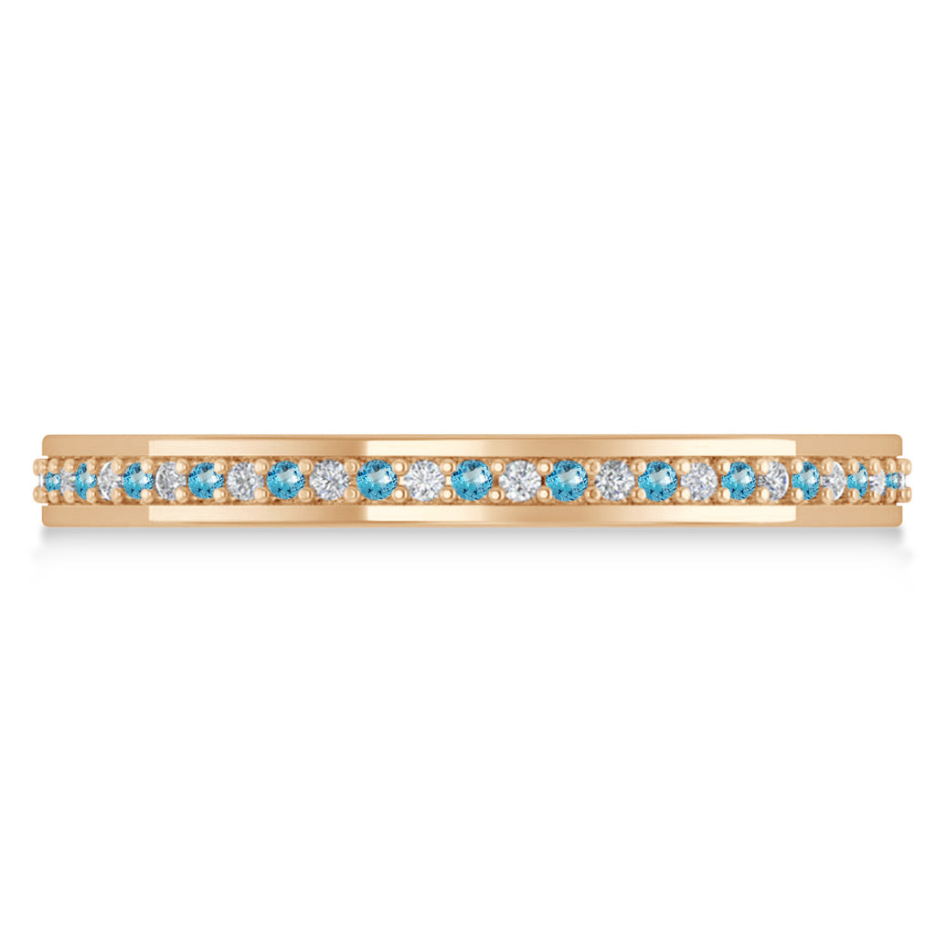 Diamond & Blue Topaz Eternity Wedding Band 14k Rose Gold (0.28ct)