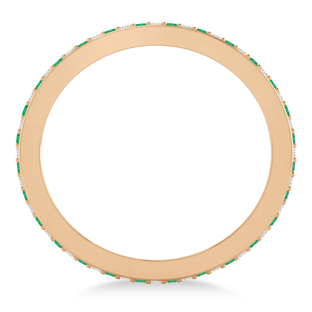 Diamond & Emerald Eternity Wedding Band 14k Rose Gold (0.28ct)