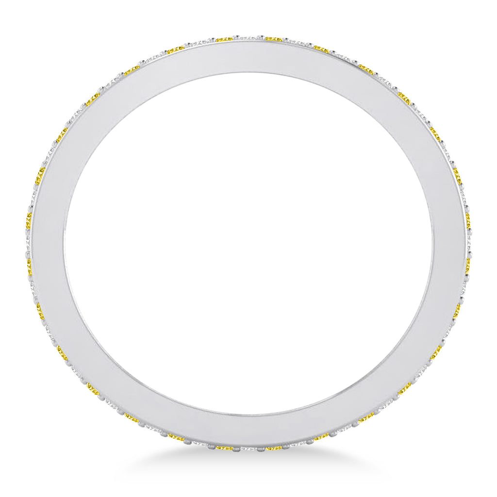 Yellow & White Diamond Eternity Wedding Band 14k White Gold (0.28ct)