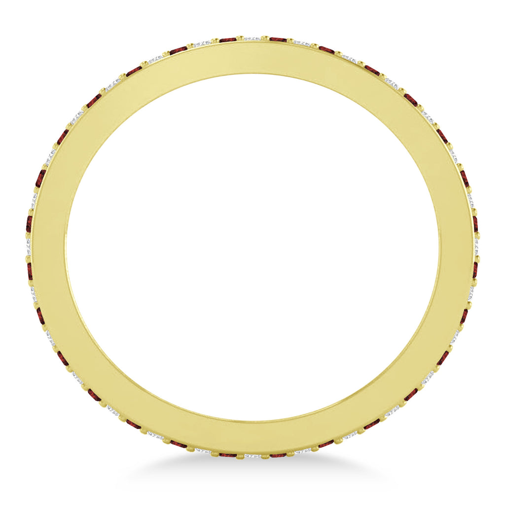 Diamond & Garnet Eternity Wedding Band 14k Yellow Gold (0.59ct)