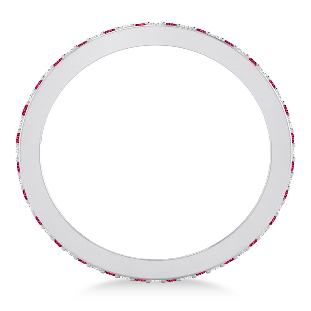 Diamond & Ruby Eternity Wedding Band 14k White Gold (0.59ct)