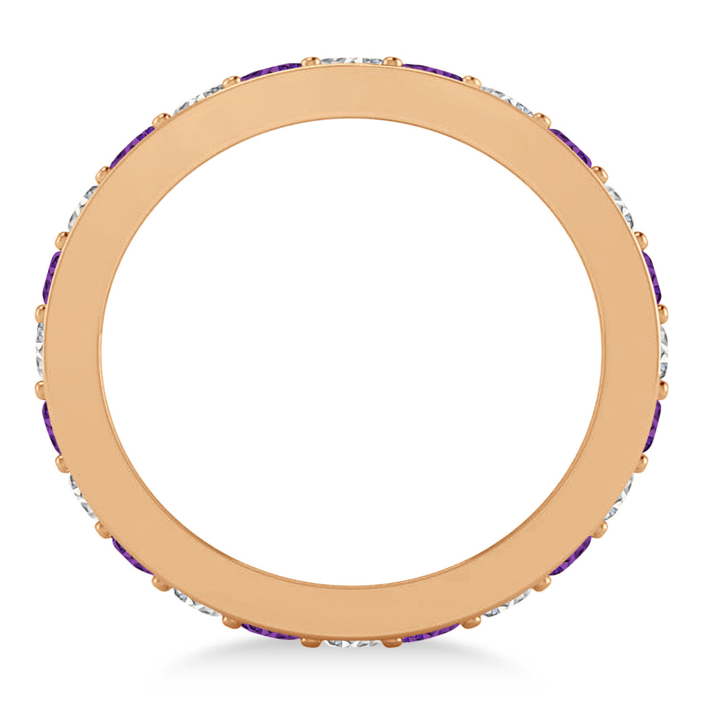 Diamond & Amethyst Eternity Wedding Band 14k Rose Gold (1.08ct)
