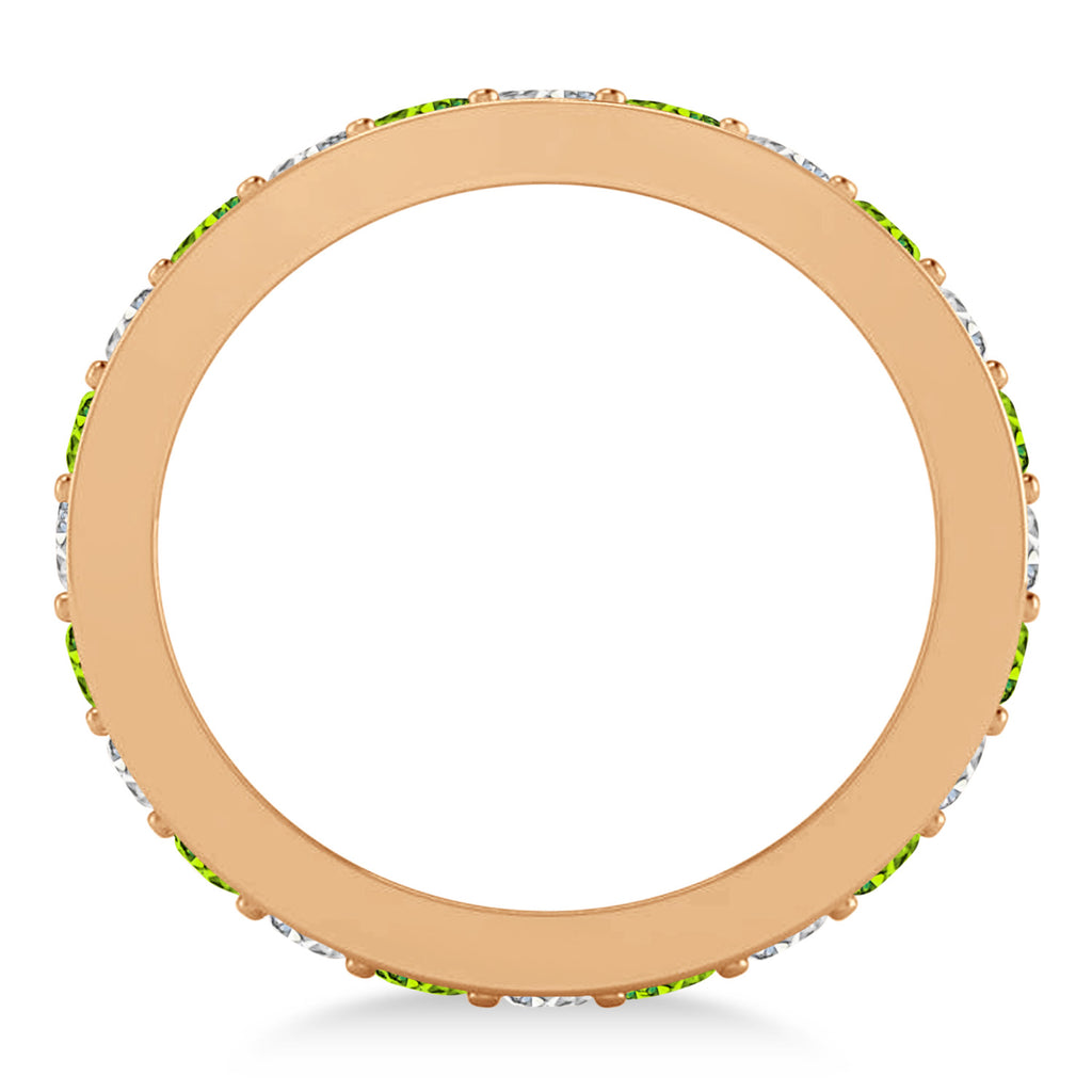 Diamond & Peridot Eternity Wedding Band 14k Rose Gold (1.08ct)