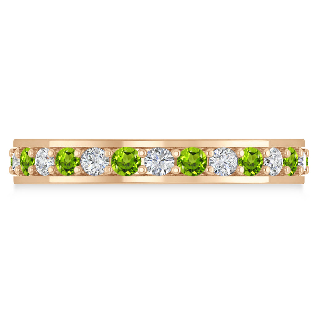 Diamond & Peridot Eternity Wedding Band 14k Rose Gold (1.08ct)