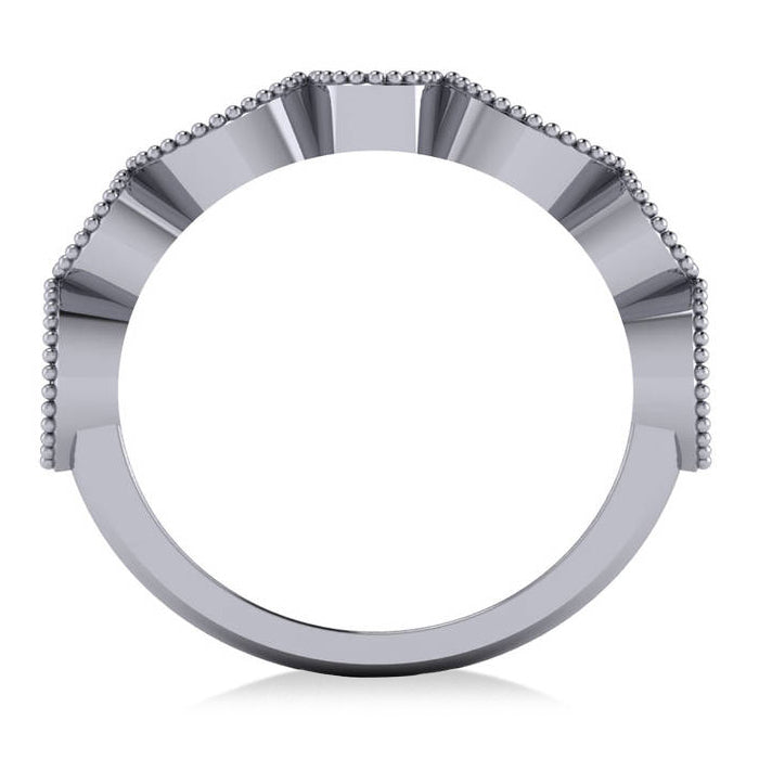 Marquise & Round Diamond & Ruby Band 14k White Gold (0.90ct)