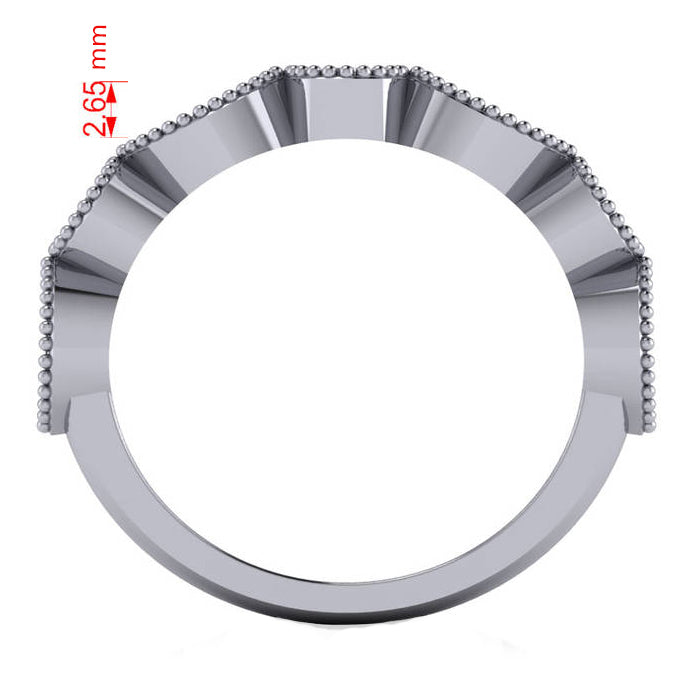 Marquise & Round Diamond & Ruby Band 14k White Gold (0.90ct)