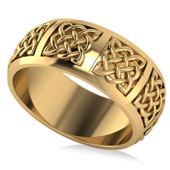 Celtic Wedding Ring Band 14k Yellow Gold
