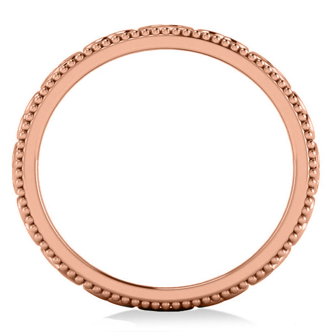 Carved Heart Shaped Wedding Ring Band 14k Rose Gold