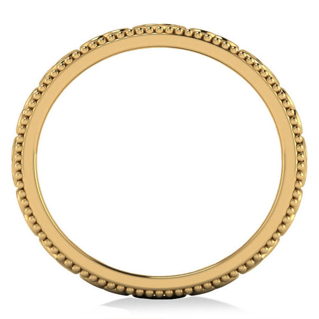 Carved Heart Shaped Wedding Ring Band 14k Yellow Gold