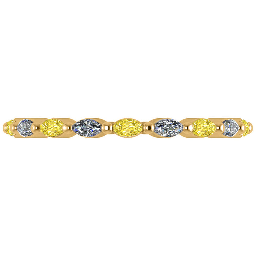 Yellow Diamond & Diamond Wedding Ring Band 14k Yellow Gold (0.74ct)