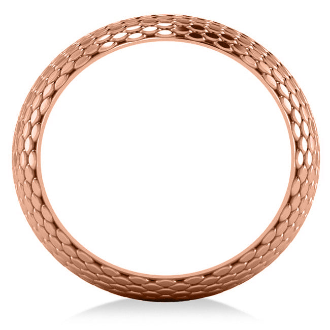 Snakeskin Textured Wedding Ring Band 14K Rose Gold