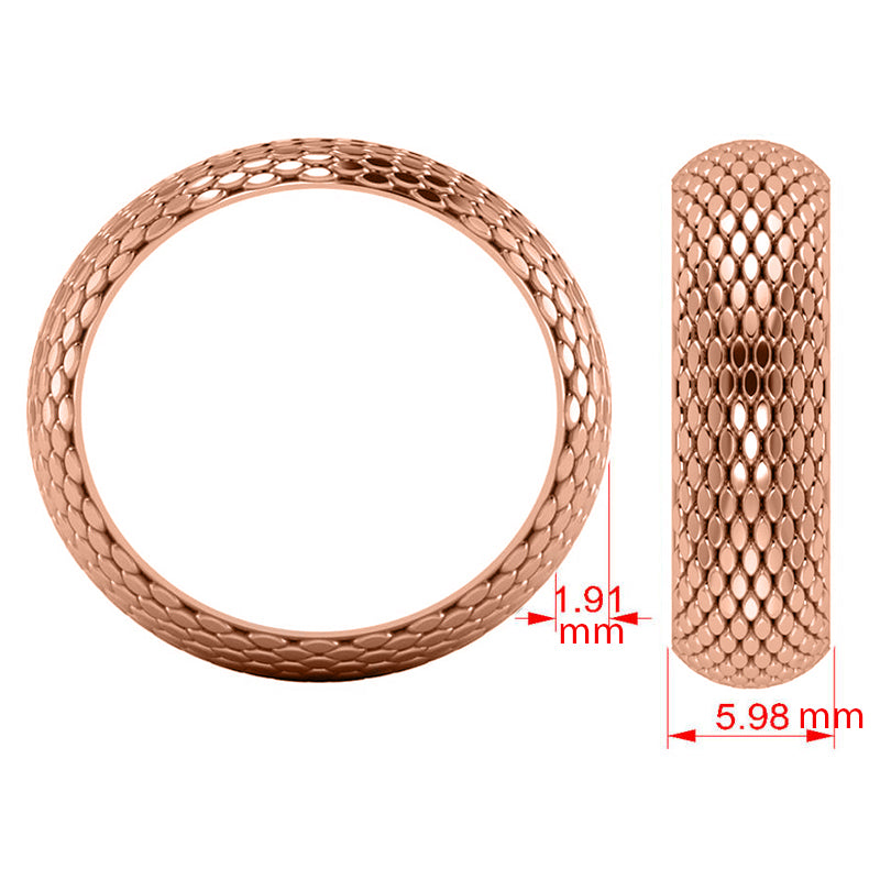 Snakeskin Textured Wedding Ring Band 14K Rose Gold