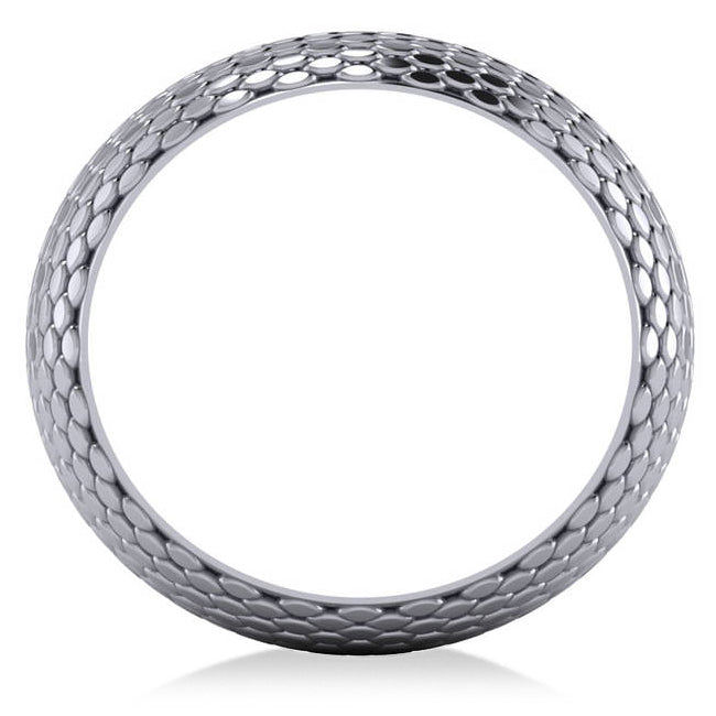 Snakeskin Textured Wedding Ring Band 14K White Gold