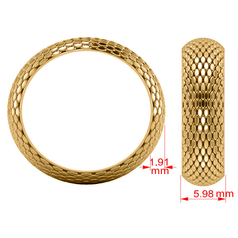 Snakeskin Textured Wedding Ring Band 18k Yellow Gold