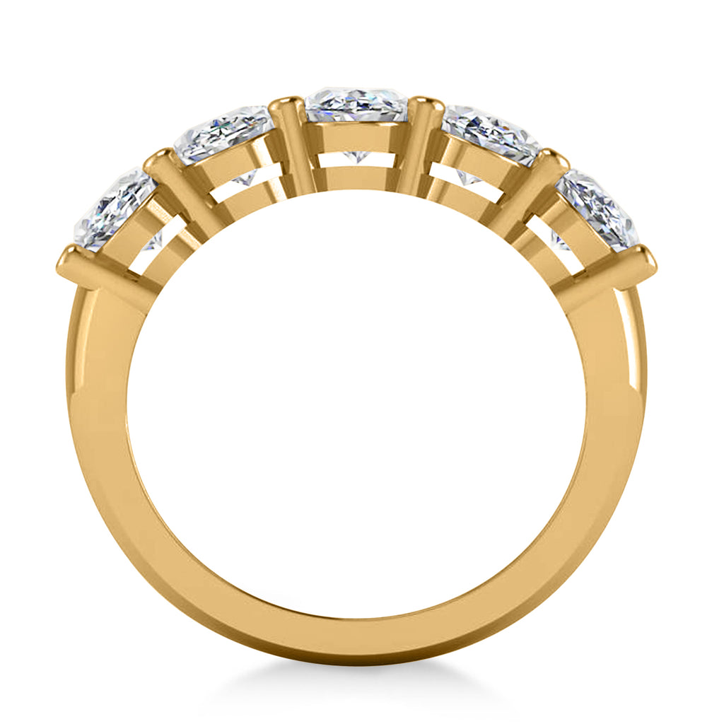 Oval Diamond Five Stone Wedding Band 14k Yellow Gold (5.00ct)