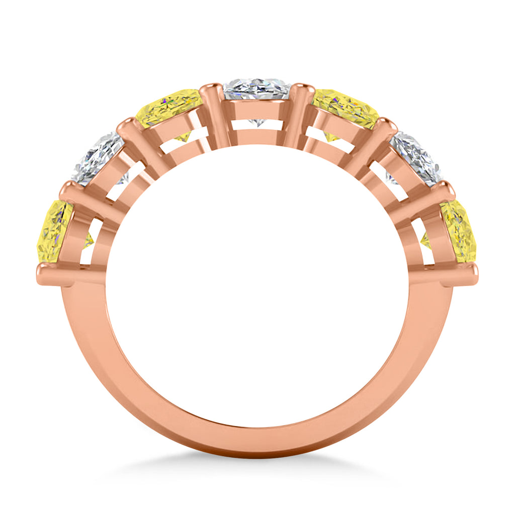 Oval Yellow & White Diamond Seven Stone Ring 14k Rose Gold (7.00ct)