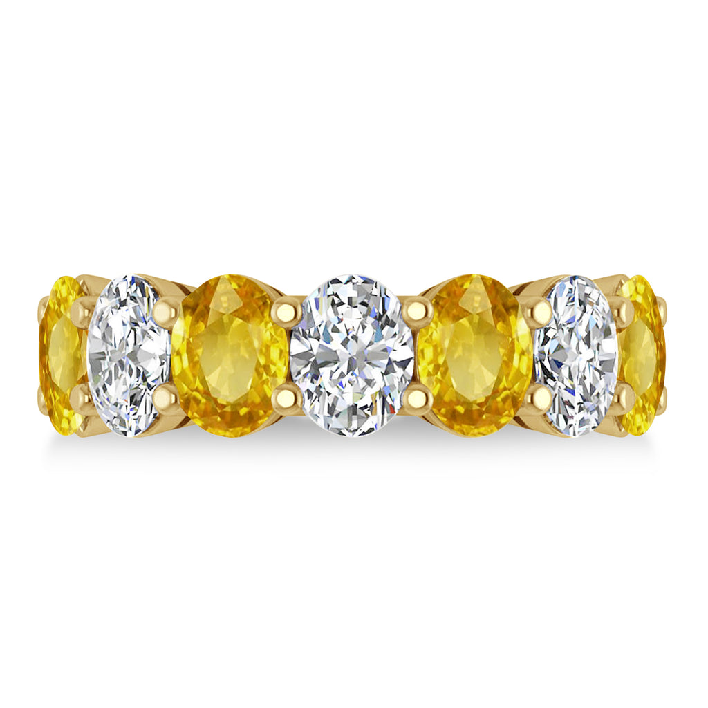 Oval Diamond & Yellow Sapphire Seven Stone Ring 14k Yellow Gold (7.00ct)