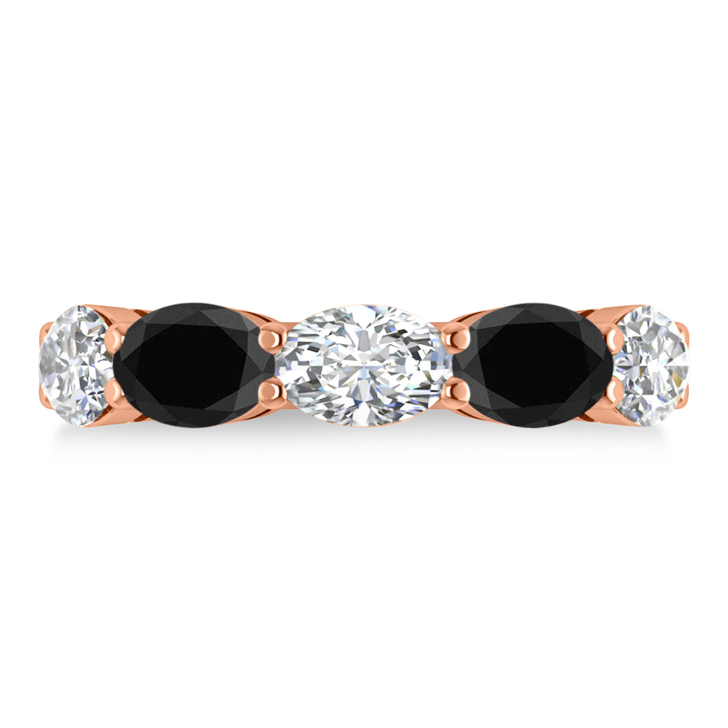 Oval Black & White Diamond Five Stone Ring 14k Rose Gold (5.00ct)