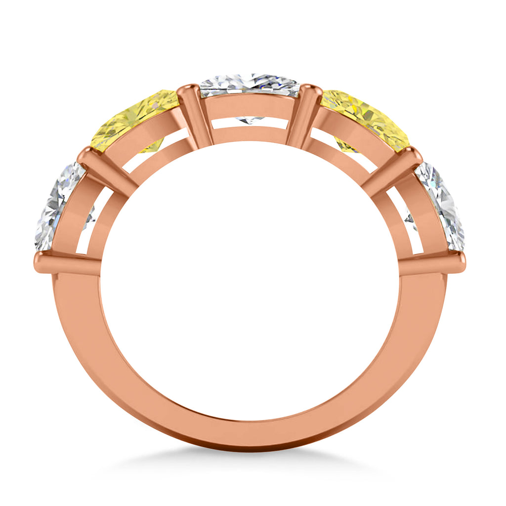Oval Yellow & White Diamond Five Stone Ring 14k Rose Gold (5.00ct)