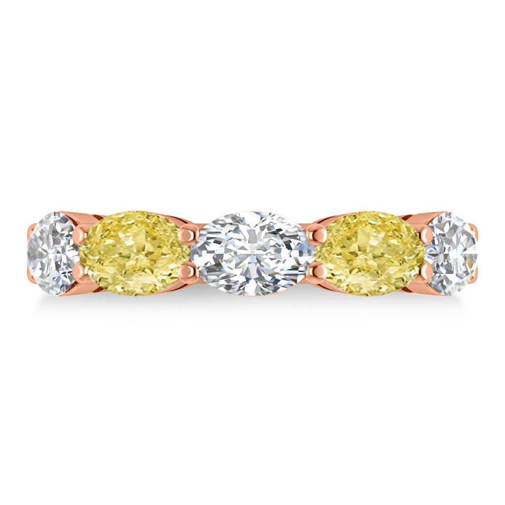 Oval Yellow & White Diamond Five Stone Ring 14k Rose Gold (5.00ct)