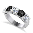 Cushion Black & White Diamond Five Stone Ring 14k White Gold (2.50ct)