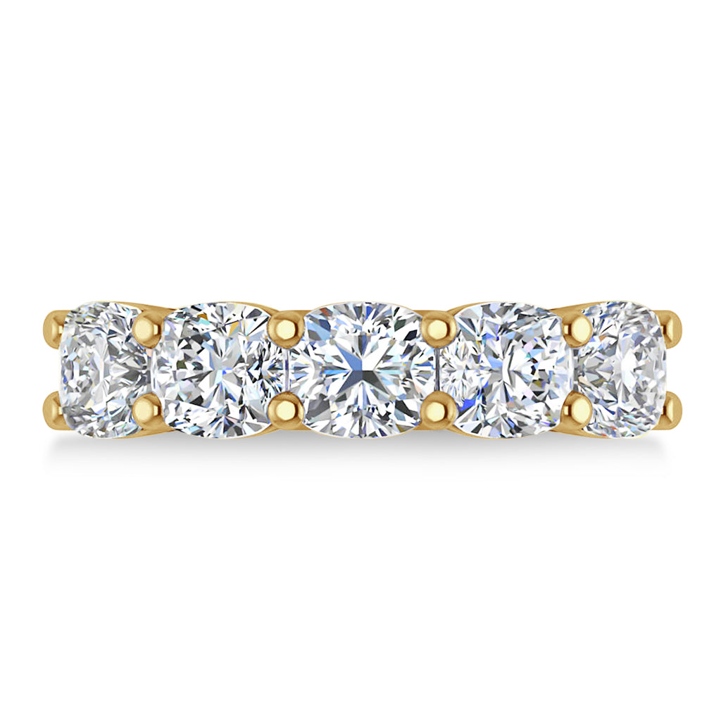 Cushion Diamond Five Stone Wedding Band 14k Yellow Gold (3.75ct)