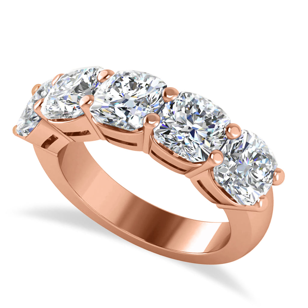 Cushion Diamond Five Stone Wedding Band 14k Rose Gold (5.00ct)