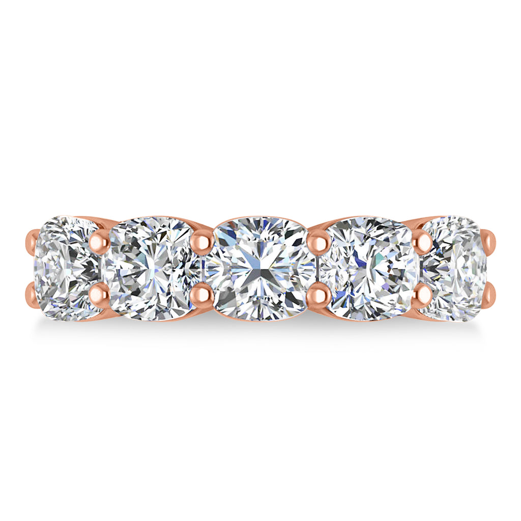 Cushion Diamond Five Stone Wedding Band 14k Rose Gold (5.00ct)