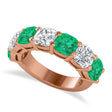 Cushion Lab  Diamond & Lab Emerald Seven Stone Ring 14k Rose Gold (5.85ct)