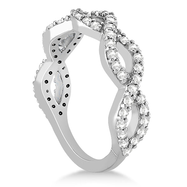 Twisted Infinity Semi-Eternity Diamond Band 14k White Gold (0.60ct)