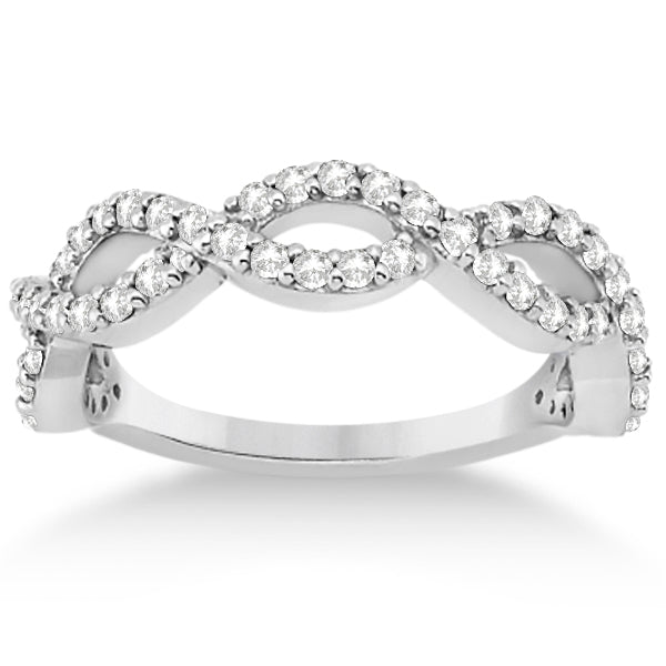 Twisted Infinity Semi-Eternity Diamond Band 14k White Gold (0.60ct)