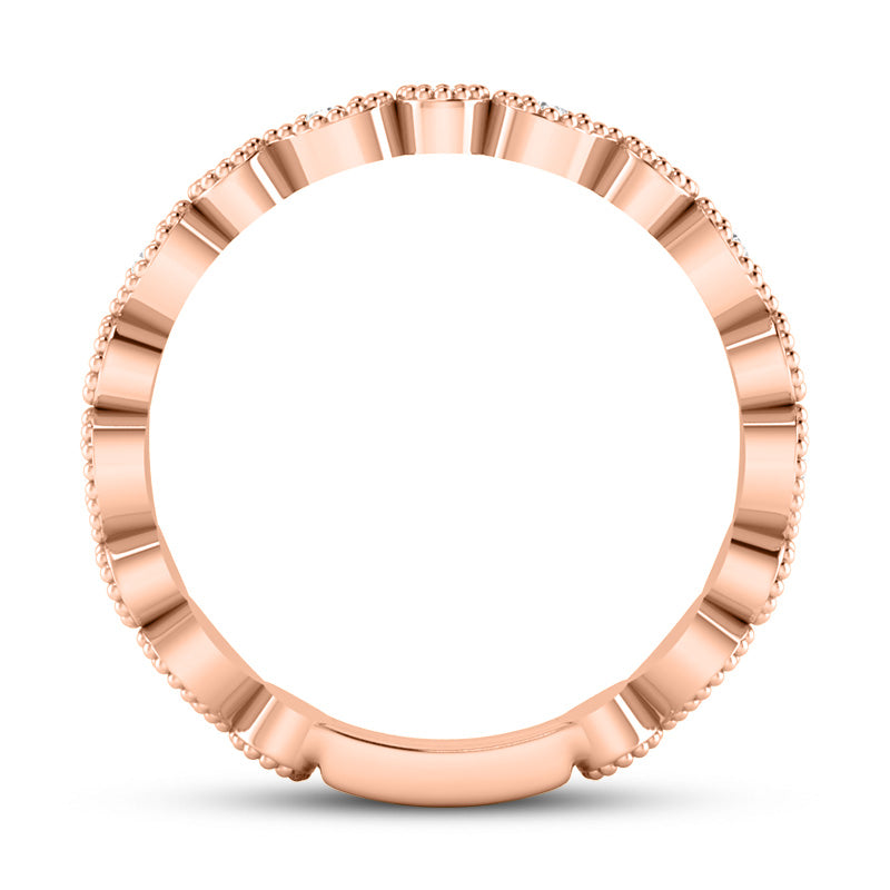 Diamond Wedding Band w/ Milgrain Edging 14k Rose Gold (0.21ct)