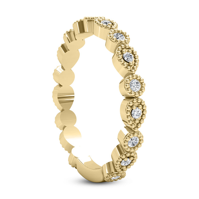 Diamond Wedding Band w/ Milgrain Edging 14k Yellow Gold (0.21ct)