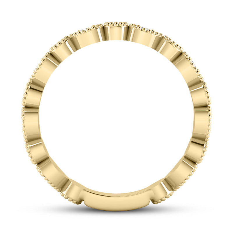 Alternating Diamond & Emerald Wedding Band 14k Yellow Gold (0.21ct)