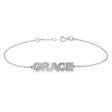 Diamond Block Font Name Link Bracelet 14K White Gold
