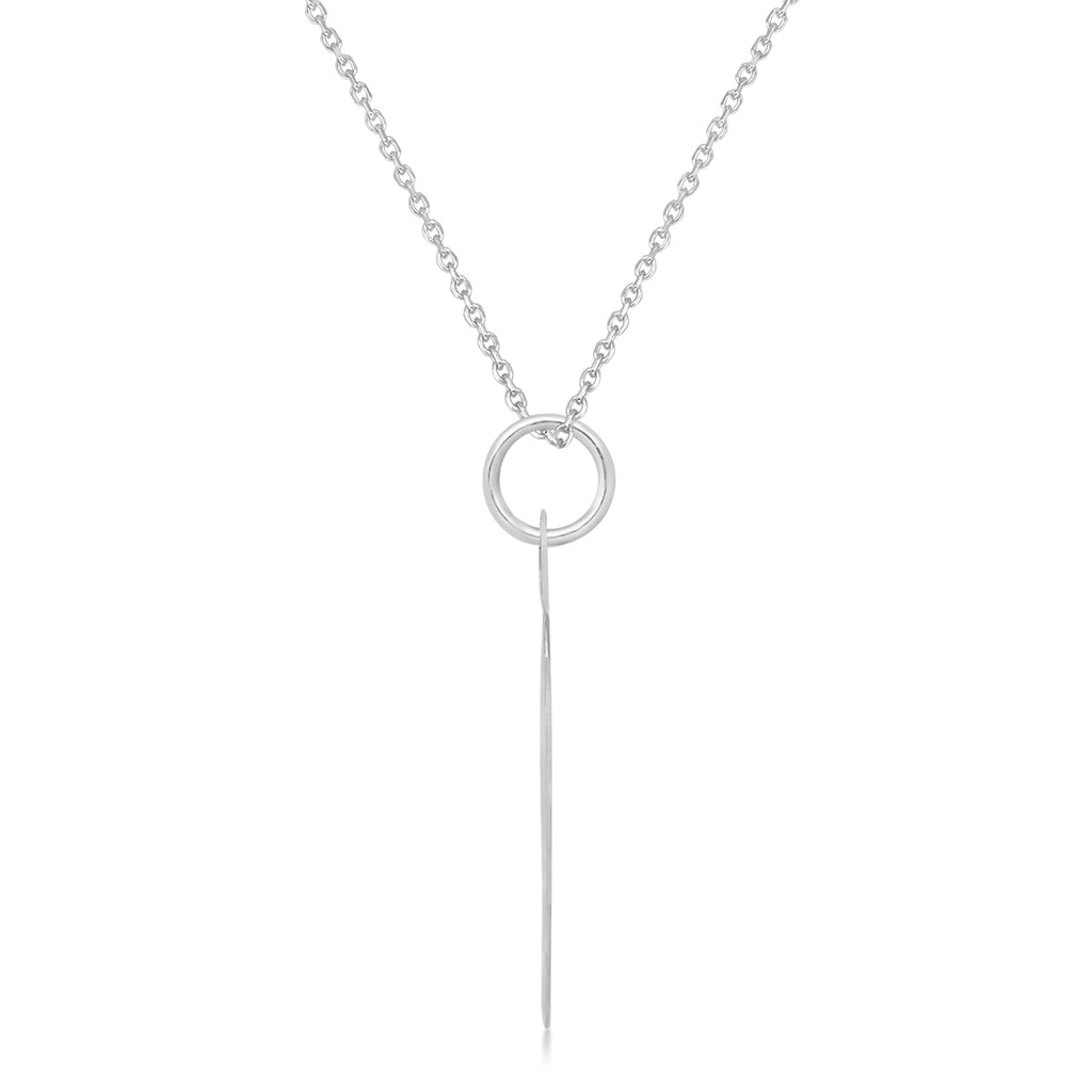 BaseBall Disc Charm Men's Pendant Necklace 14K White Gold