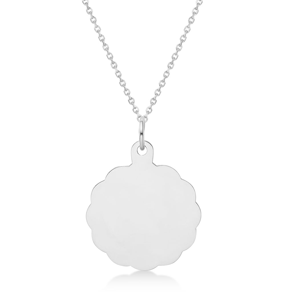 BaseBall Disc Charm Men's Pendant Necklace 14K White Gold
