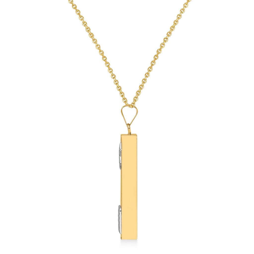 Mezuzah with Star of David & Torah Pendant Necklace 14K Two Tone Gold