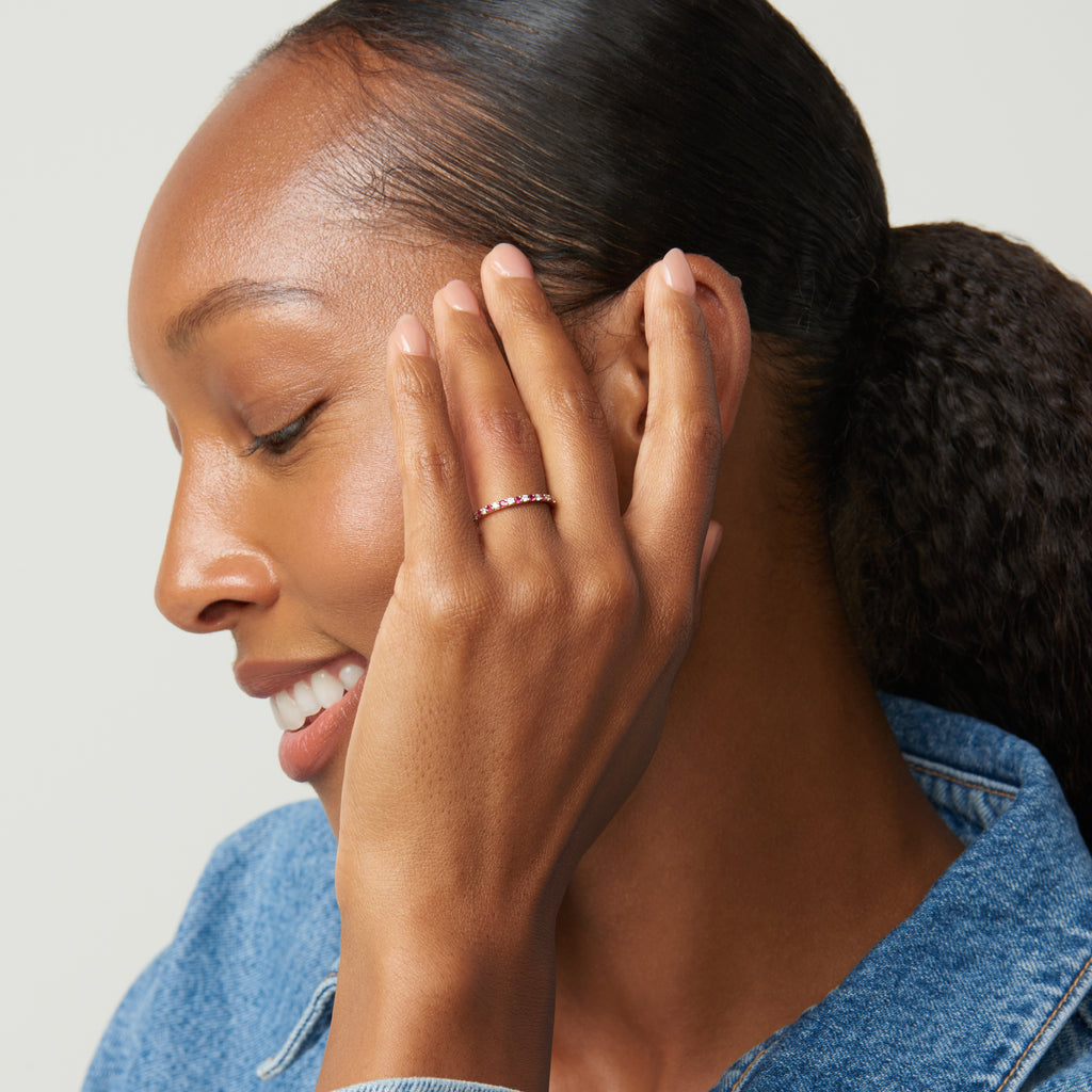 Diamond & Ruby Eternity Wedding Band 14k Yellow Gold (0.57ct)