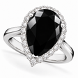 Pear Black Diamond & Diamond Engagement Ring 14K White Gold (6.24ct)