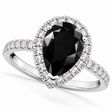 Pear Black Diamond & Diamond Engagement Ring 14K White Gold (2.51ct)
