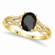 Oval Black Onyx and Diamond Cocktail Ring 14K Yellow Gold (1.62tcw)