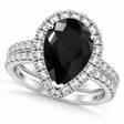 Black Diamond & Diamonds Pear-Cut Halo Bridal Set 14K White Gold (2.78ct)