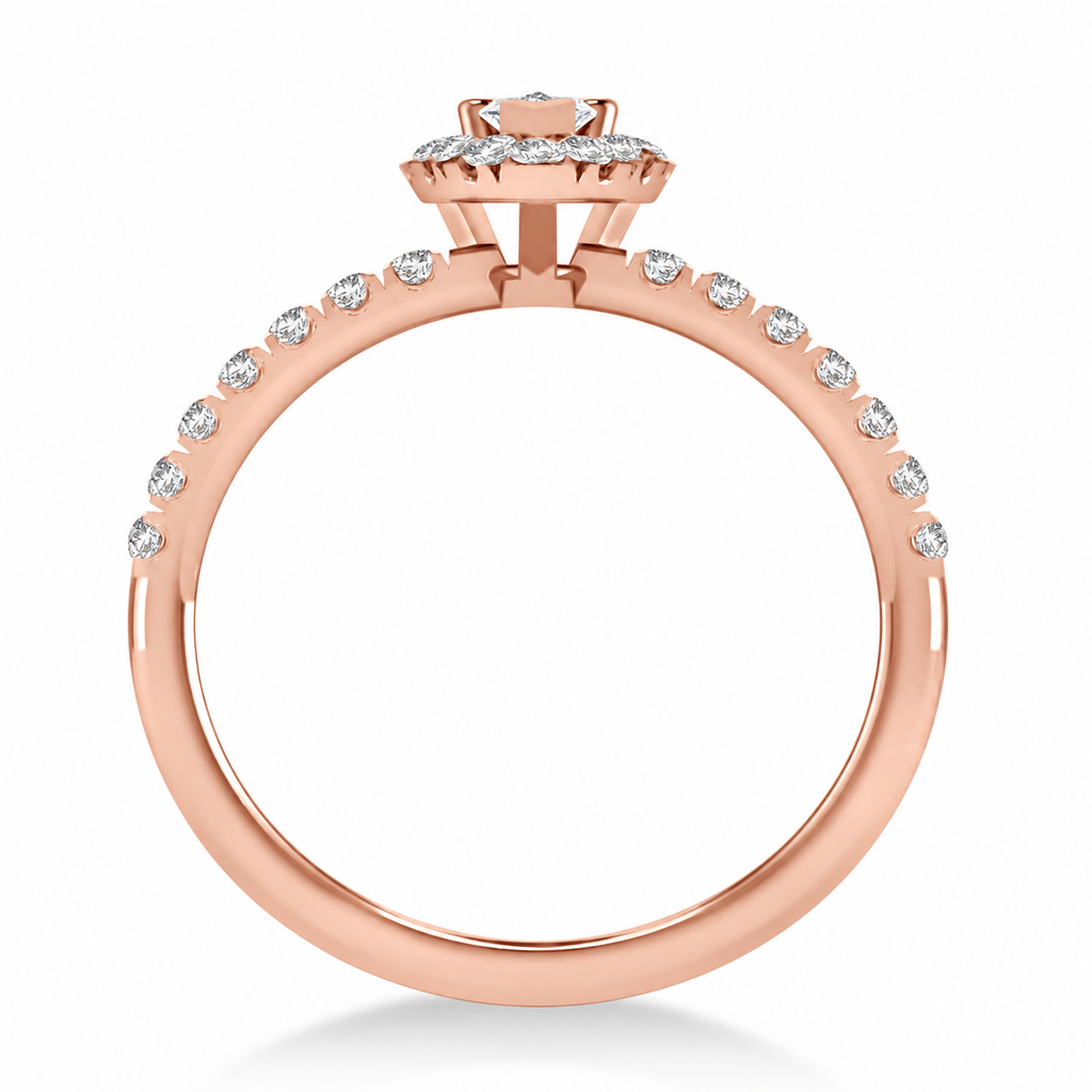 Pear Lab Diamond Halo Engagement Ring 14k Rose Gold (0.63ct) — side view