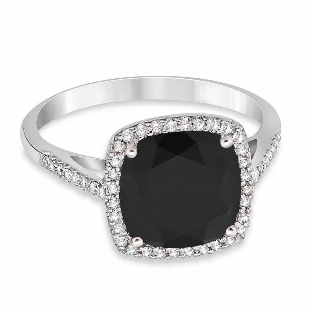 AZ19075 white gold black diamond ring main