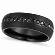 Men's Zircon Dome Black PVD Tungsten Band (8mm)