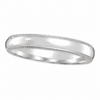 Milgrain Dome Comfort-Fit Thin Wedding Ring Band 14k White Gold (2mm)